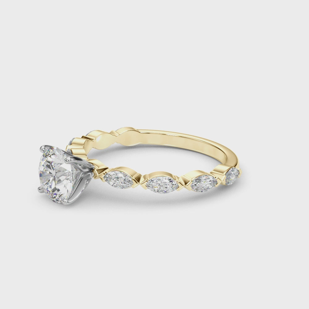 LUX-51216-E Marquise Cut Floating Diamond Engagement Ring