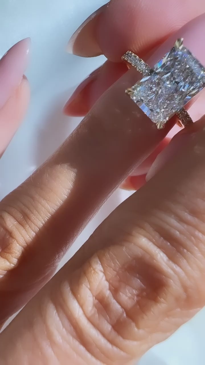 2.97CT Radiant Cut Lab Diamond Micro Pavé Ring