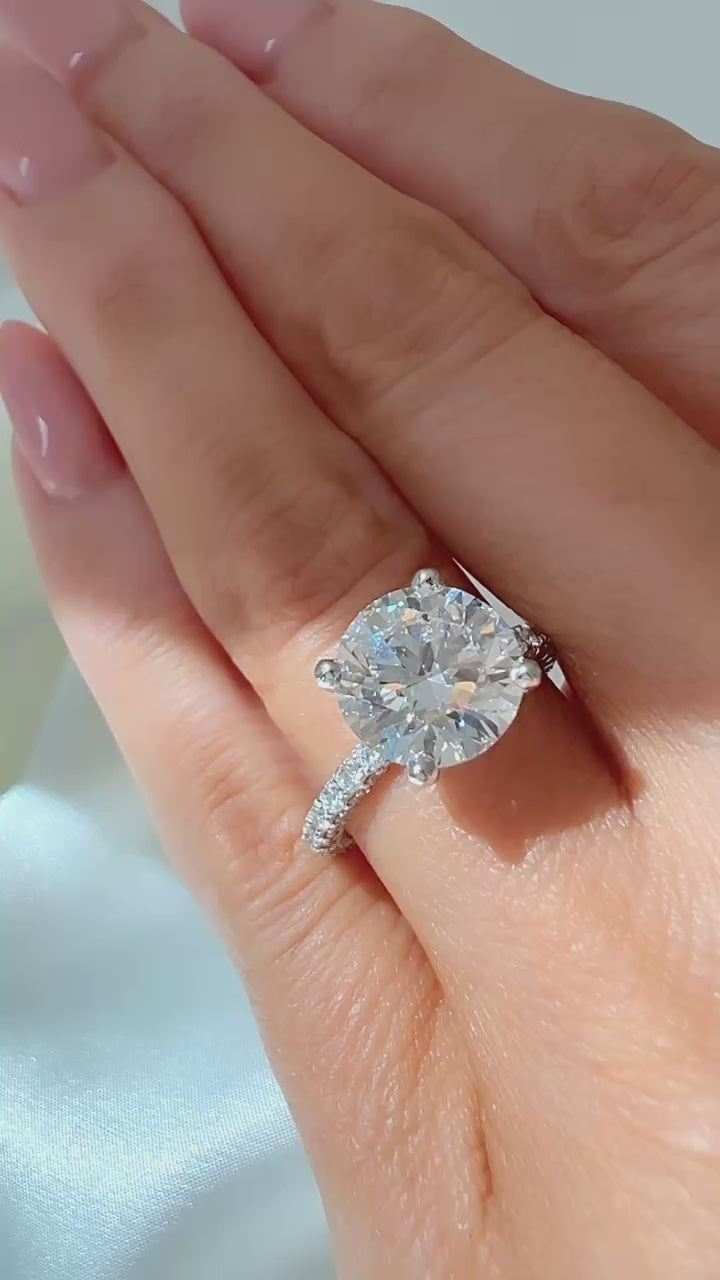 2.90CT Round Brilliant Cut Lab Diamond Three Row Pavé Ring