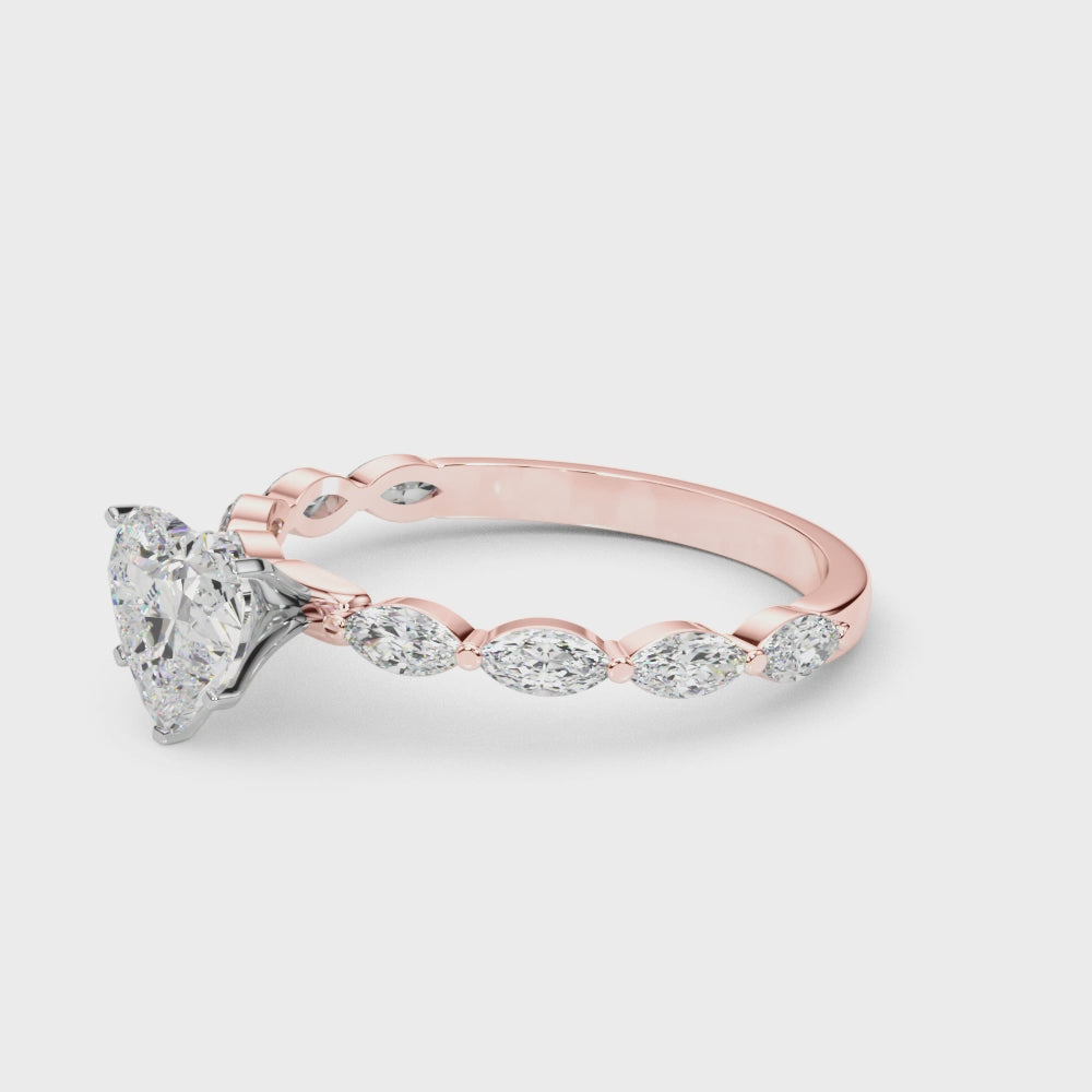 LUX-85225 Marquise And Round Brilliant Cut Floating Diamond Engagment Ring