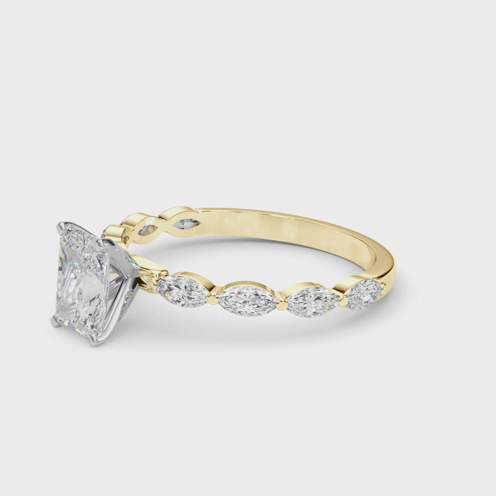 LUX-85225 Marquise And Round Brilliant Cut Floating Diamond Engagment Ring