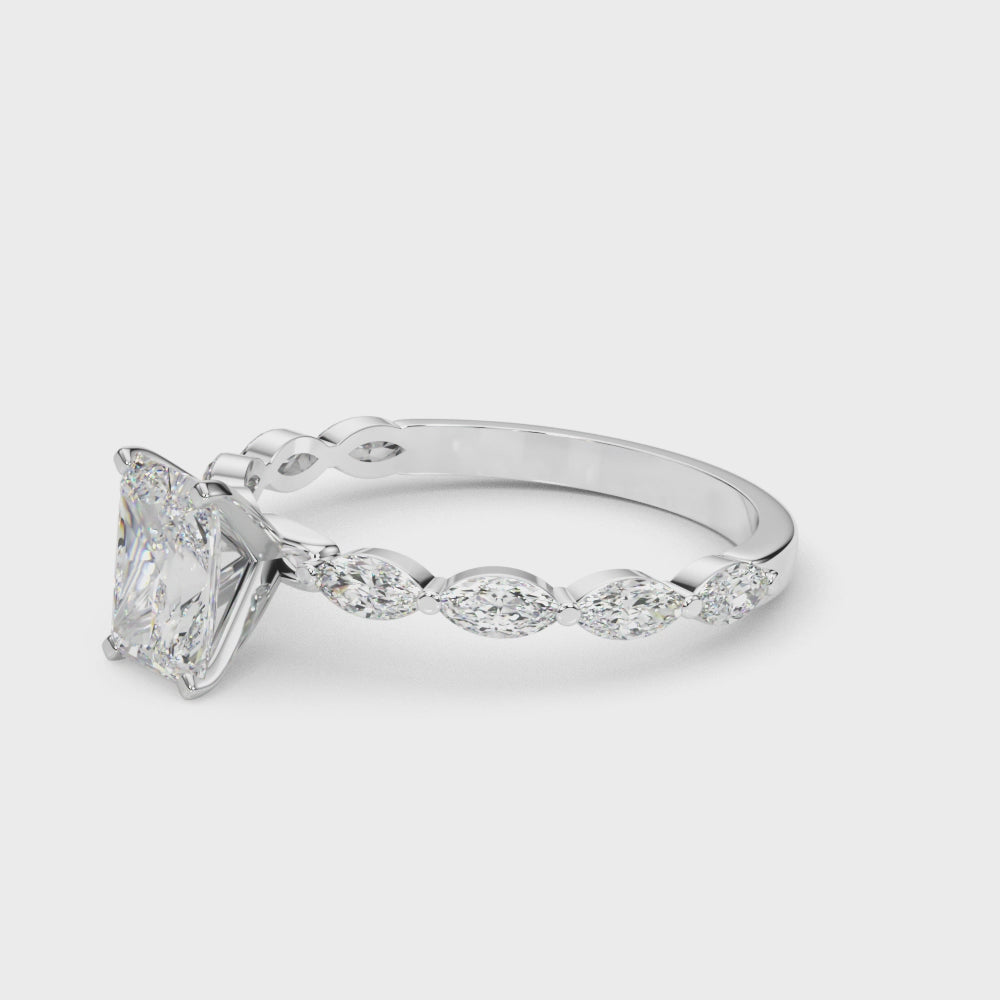 LUX-85225 Marquise And Round Brilliant Cut Floating Diamond Engagment Ring