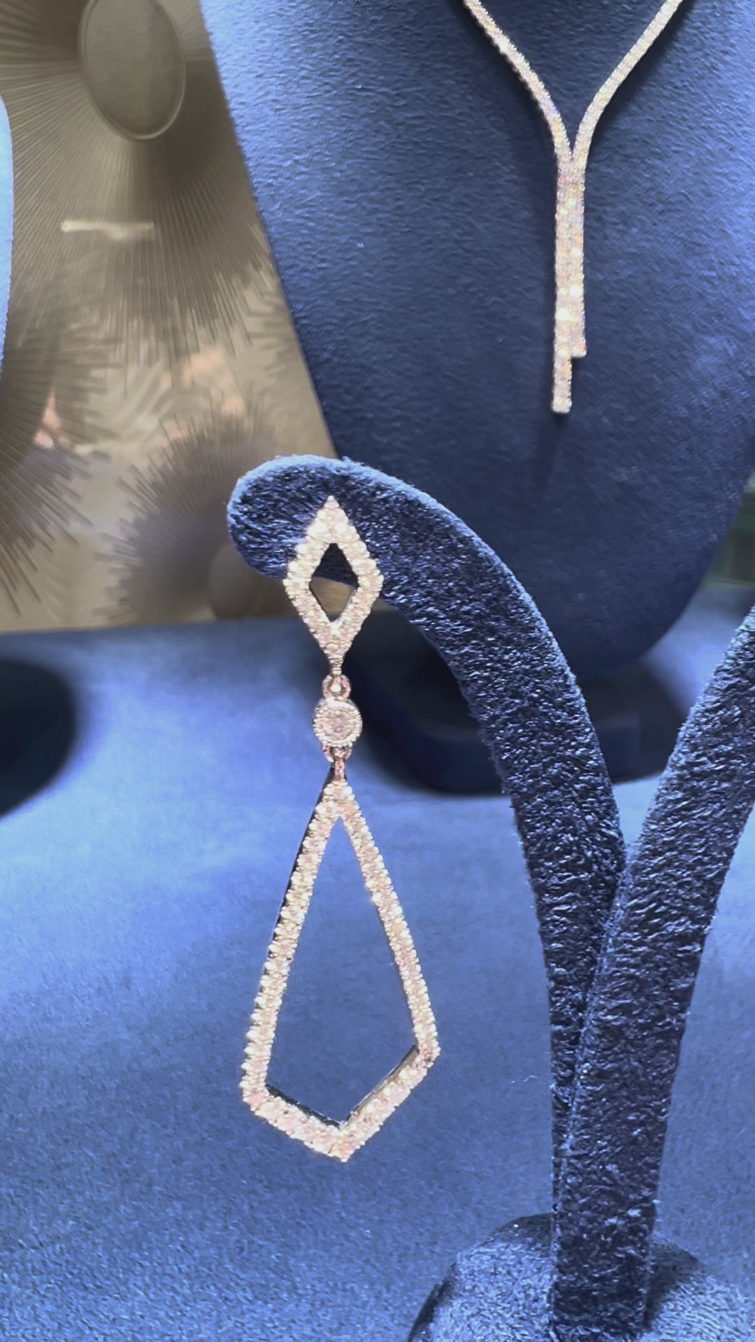 Natural Diamond Geometric Drop Earrings