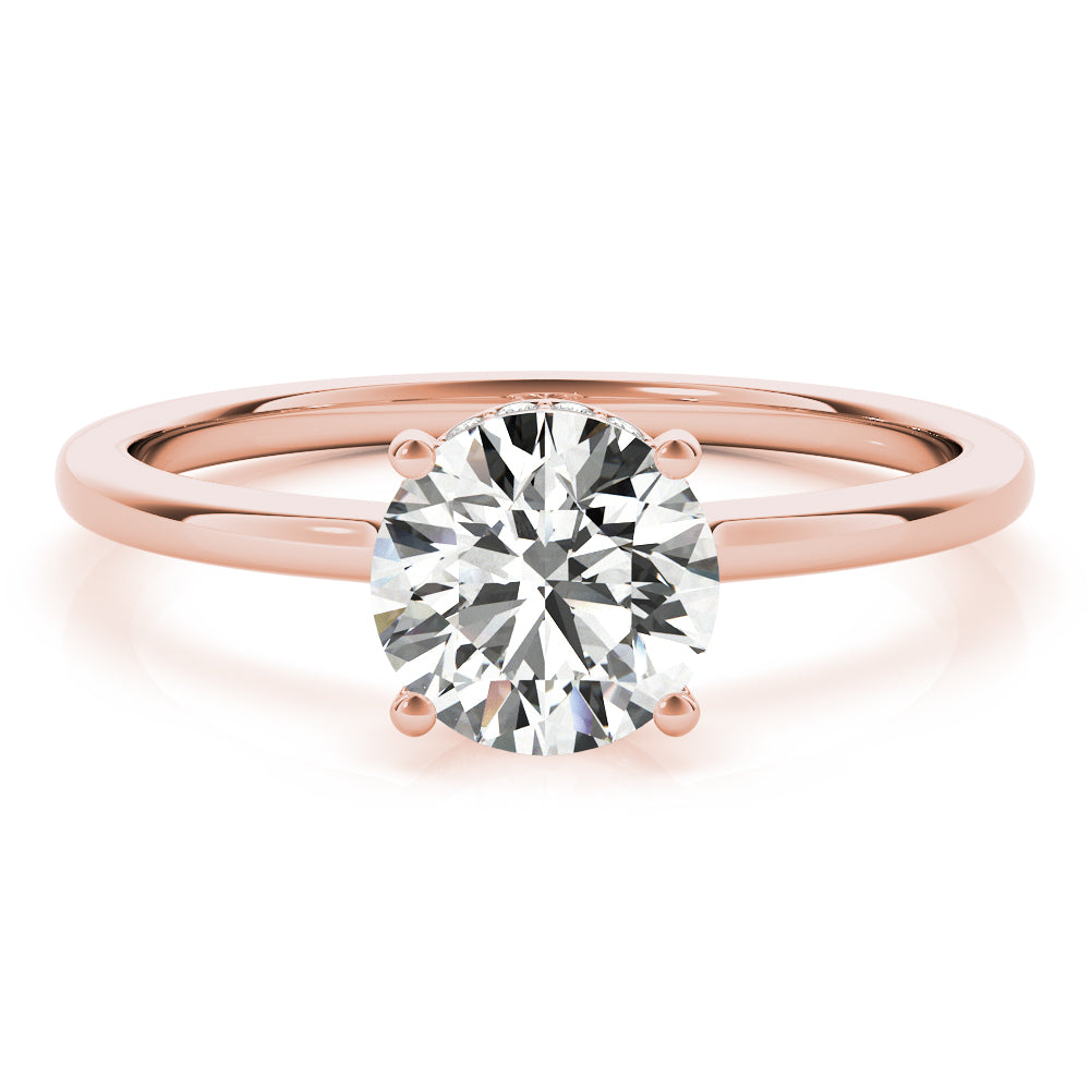 This elegant engagement ring features a sparkling hidden halo of diamonds that wraps around the center diamond.
