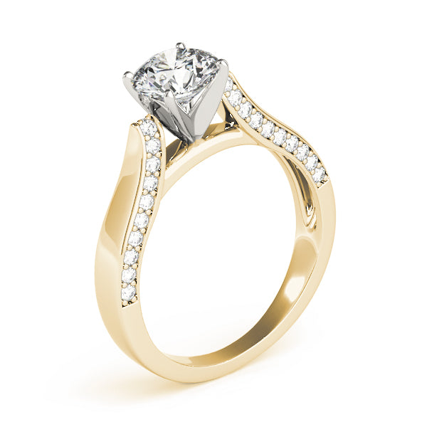 LUX-84633 Classic Solitaire Set With Pave Diamonds On The Edge