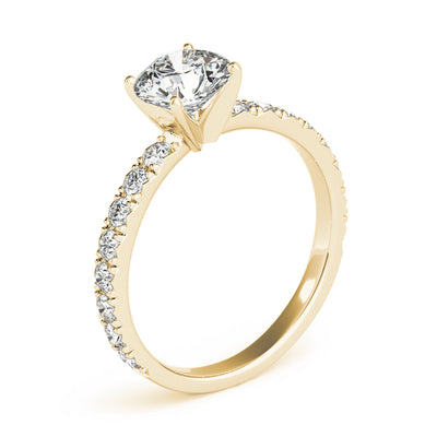 This beautiful pave diamond engagement ring is created to maximize the light that hits the diamonds from all around.