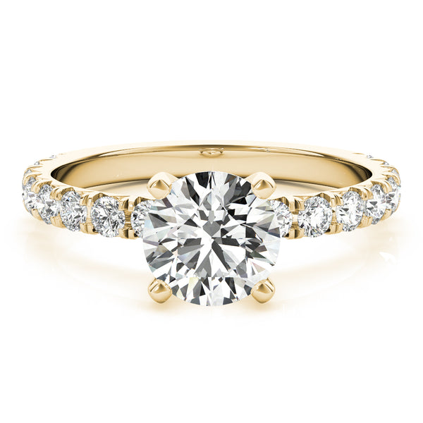 This beautiful pave diamond engagement ring is created to maximize the light that hits the diamonds from all around