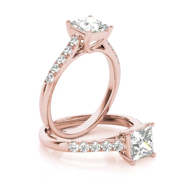 Princess Cut Engagement Ring Pink Gold