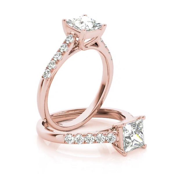 Princess Cut Engagement Ring Pink Gold