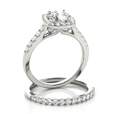 LUX-50576-E Round Brilliand Cut Halo Engagement Ring With Pave Diamonds