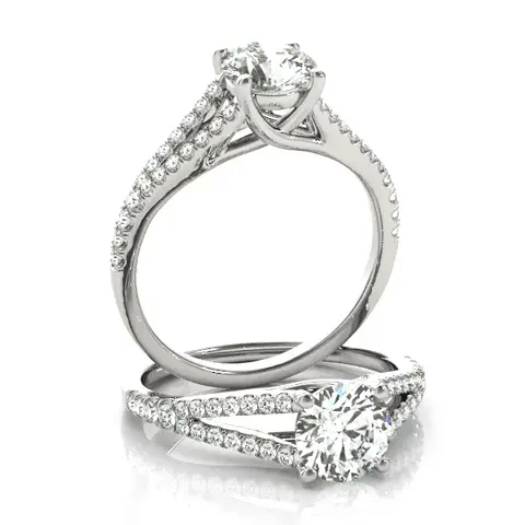 LUX-50774-E-1 Round Brilliant Split Shank Pave Engagement Ring Luxury Diamonds