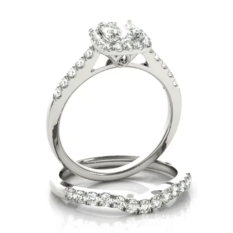 LUX-50778-E Round Brilliand Cut Square Halo Engagement Ring With Pave Diamonds