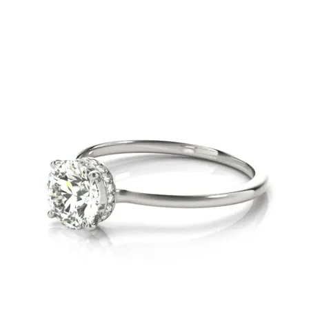 LUX-51138-E-1 Round Brilliant Cut Solitaire With Wrap Around Diamonds Luxury Diamonds