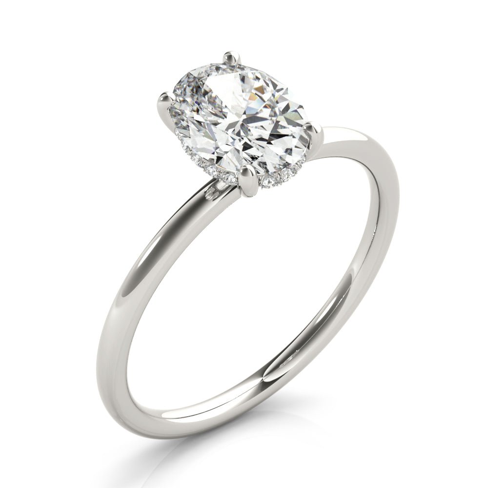 LUX-51157-E Oval Cut Hidden Halo Solitaire Engagement Ring Luxury Diamonds
