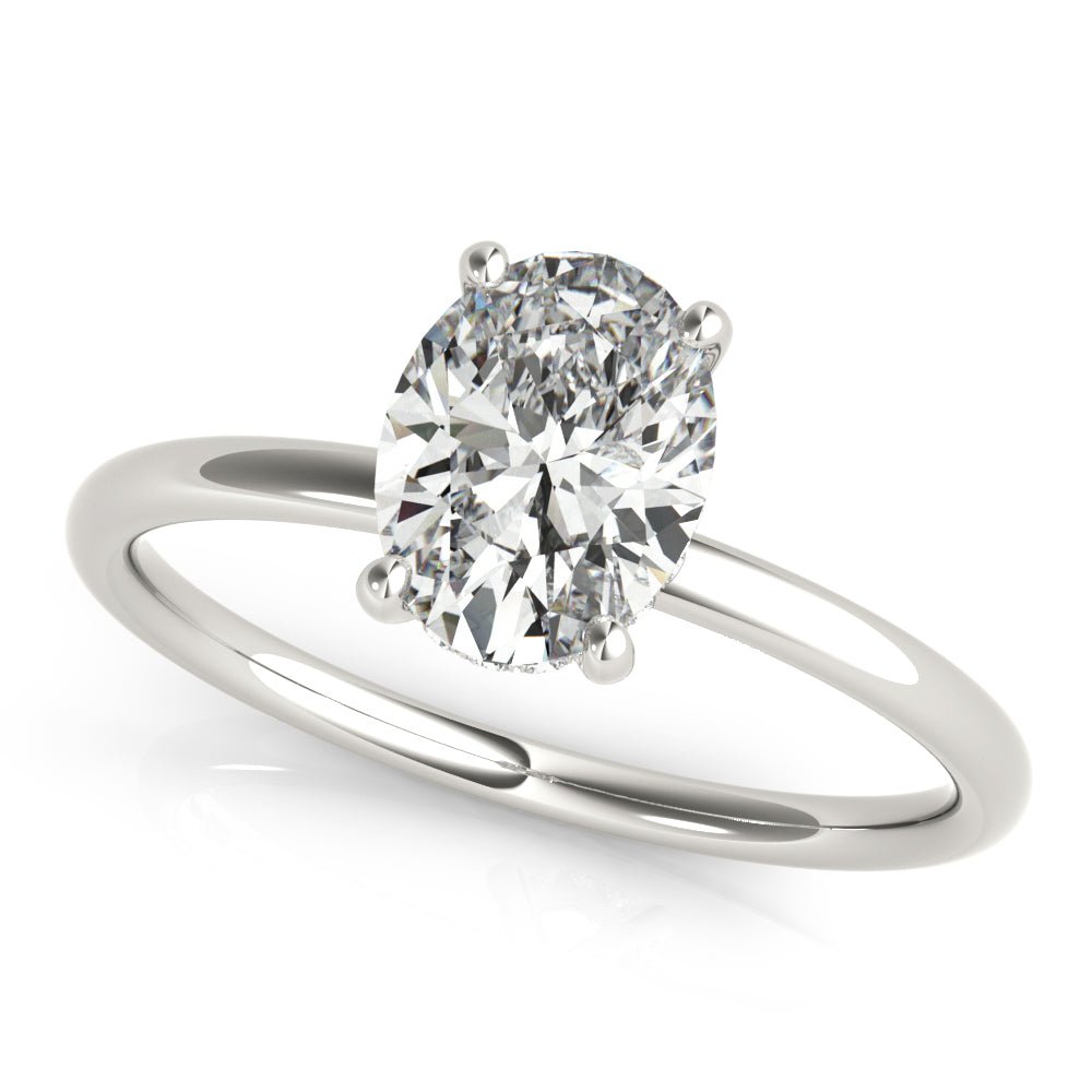 LUX-51157-E Oval Cut Hidden Halo Solitaire Engagement Ring Luxury Diamonds
