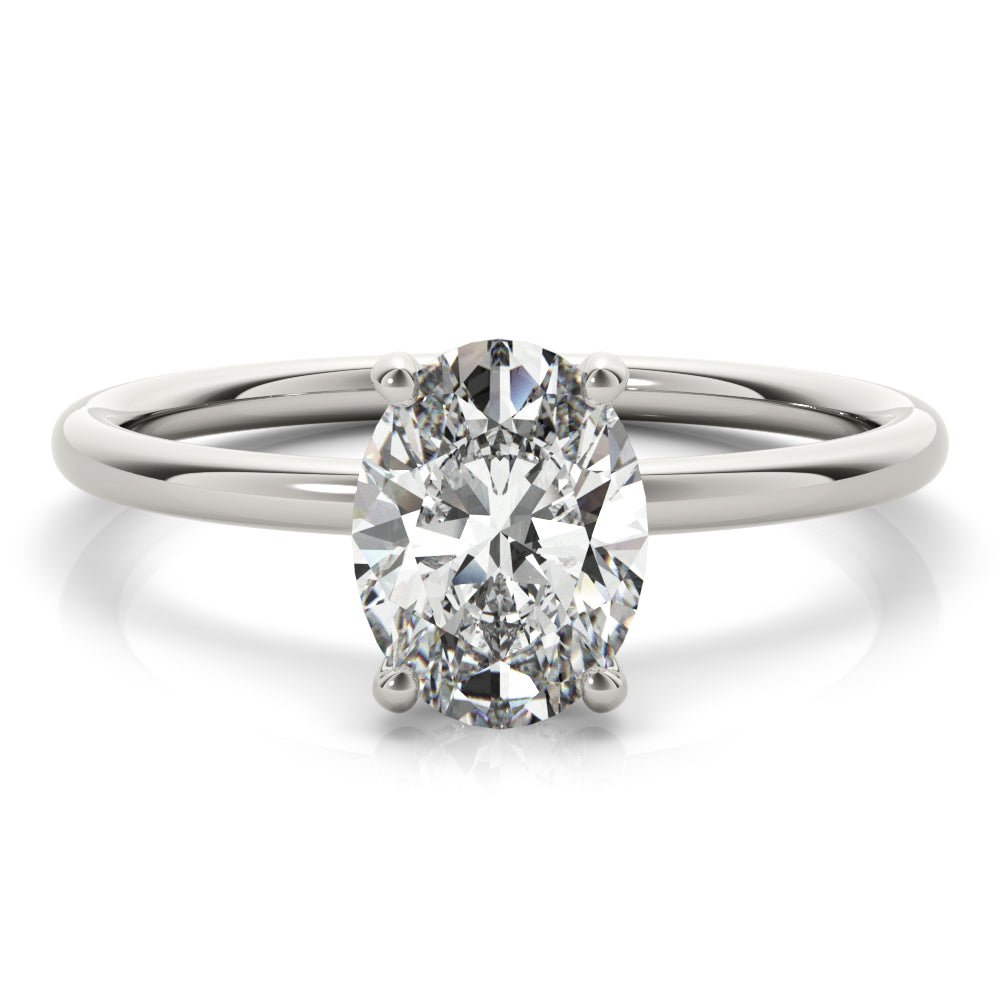 LUX-51157-E Oval Cut Hidden Halo Solitaire Engagement Ring Luxury Diamonds