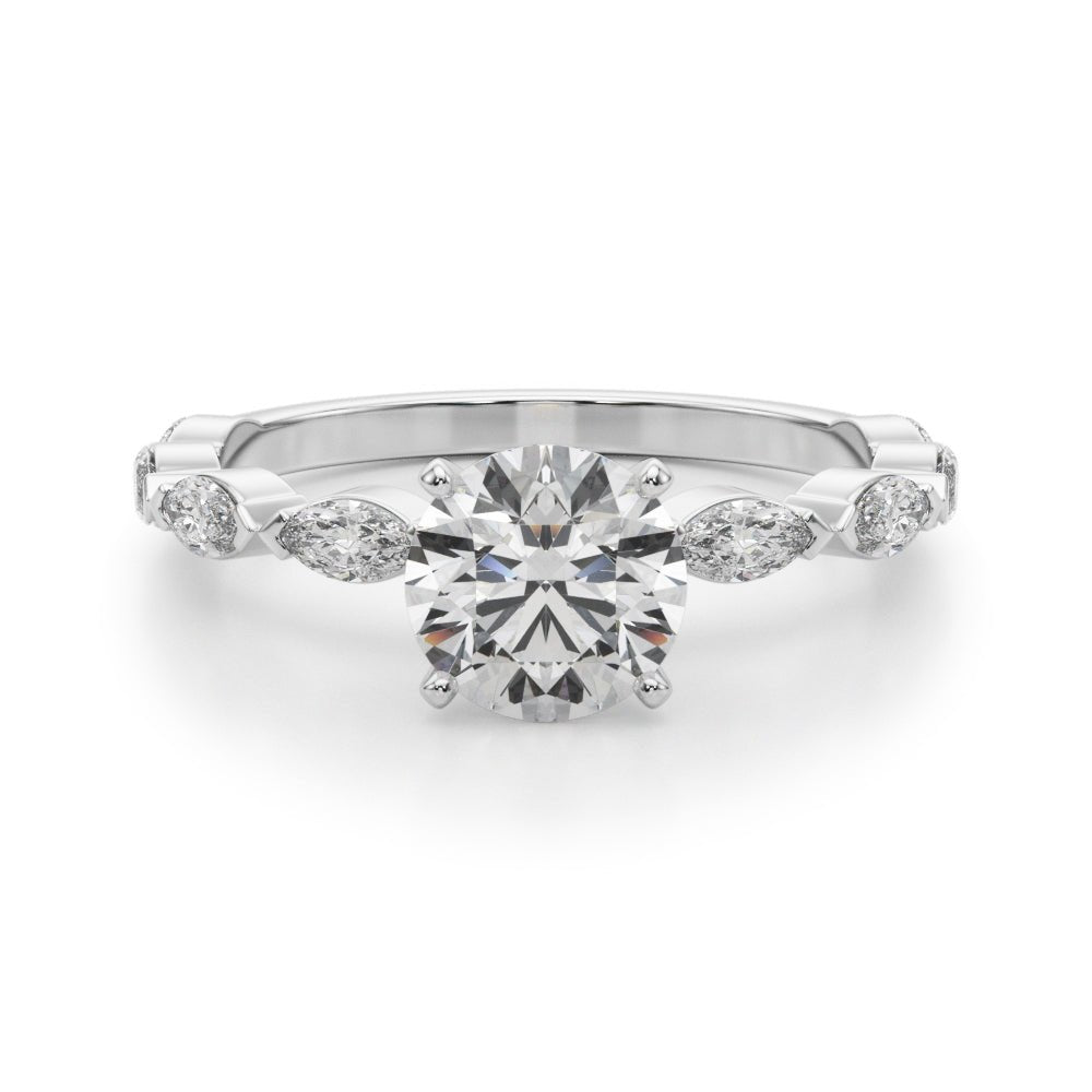 LUX-51216-E Marquise Cut Floating Diamond Engagement Ring