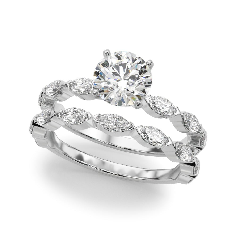 LUX-51216-E Marquise Cut Floating Diamond Engagement Ring