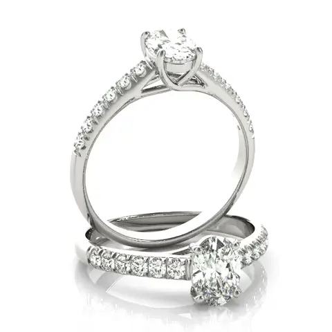 LUX-82901 Oval Cut Pave Diamond Engagement Ring Luxury Diamonds