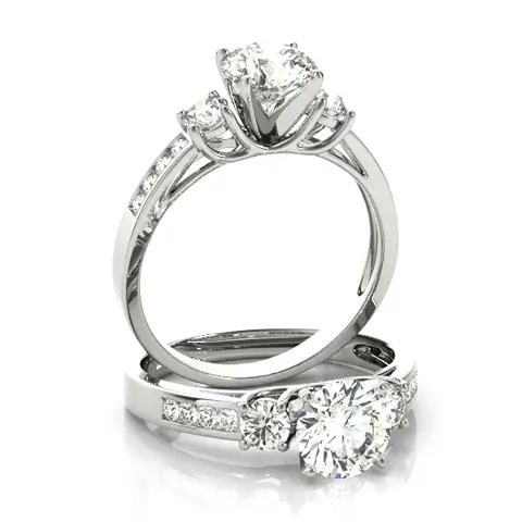 LUX-84363 Three Stone Diamond Ring Channel Setting On The Side Luxury Diamonds