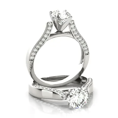 LUX-84633 Classic Solitaire Set With Pave Diamonds On The Edge Luxury Diamonds