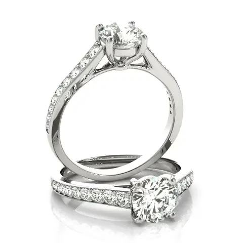 LUX-84843-1 Cathedral Solitaire With Diamonds On The Shank Luxury Diamonds