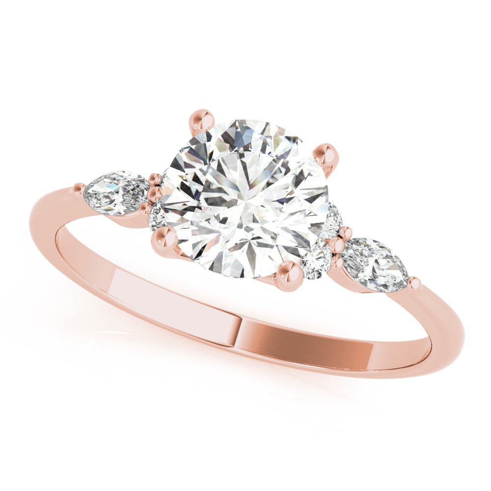 LUX-85134 Round Brilliant Cut With Side Marquise And Round Diamonds Engagment Ring Luxury Diamonds