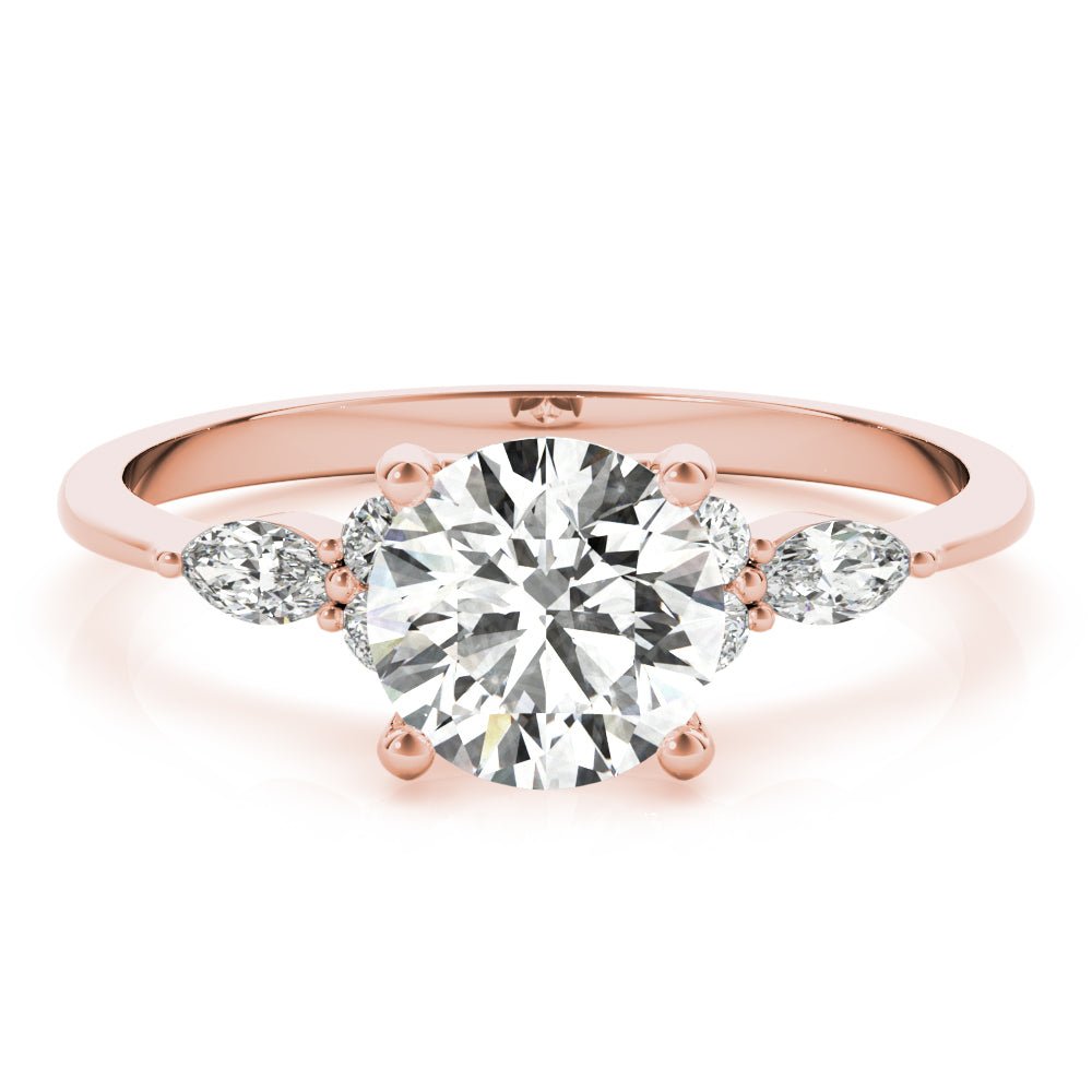 LUX-85134 Round Brilliant Cut With Side Marquise And Round Diamonds Engagment Ring Luxury Diamonds
