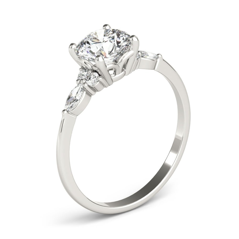 LUX-85134 Round Brilliant Cut With Side Marquise And Round Diamonds Engagment Ring Luxury Diamonds