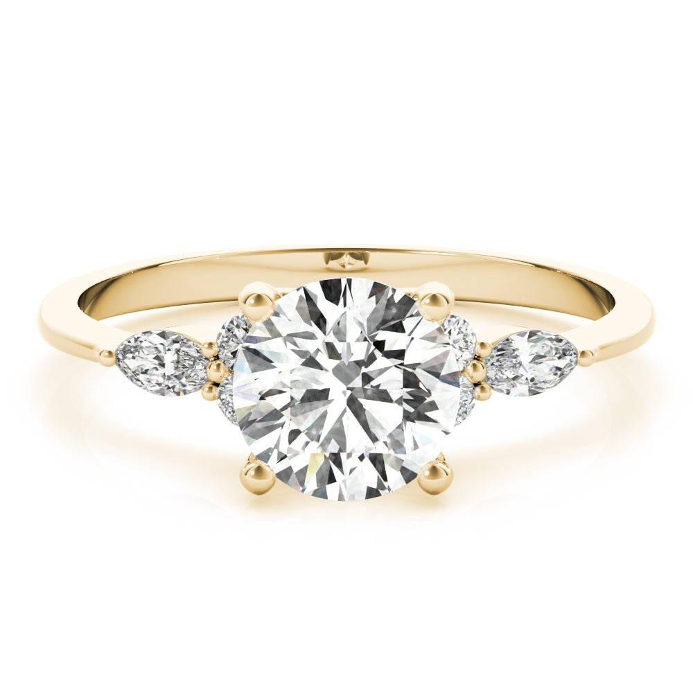 LUX-85134 Round Brilliant Cut With Side Marquise And Round Diamonds Engagment Ring Luxury Diamonds