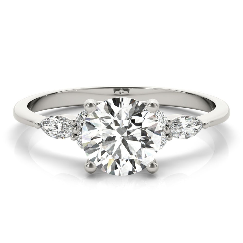 LUX-85134 Round Brilliant Cut With Side Marquise And Round Diamonds Engagment Ring Luxury Diamonds