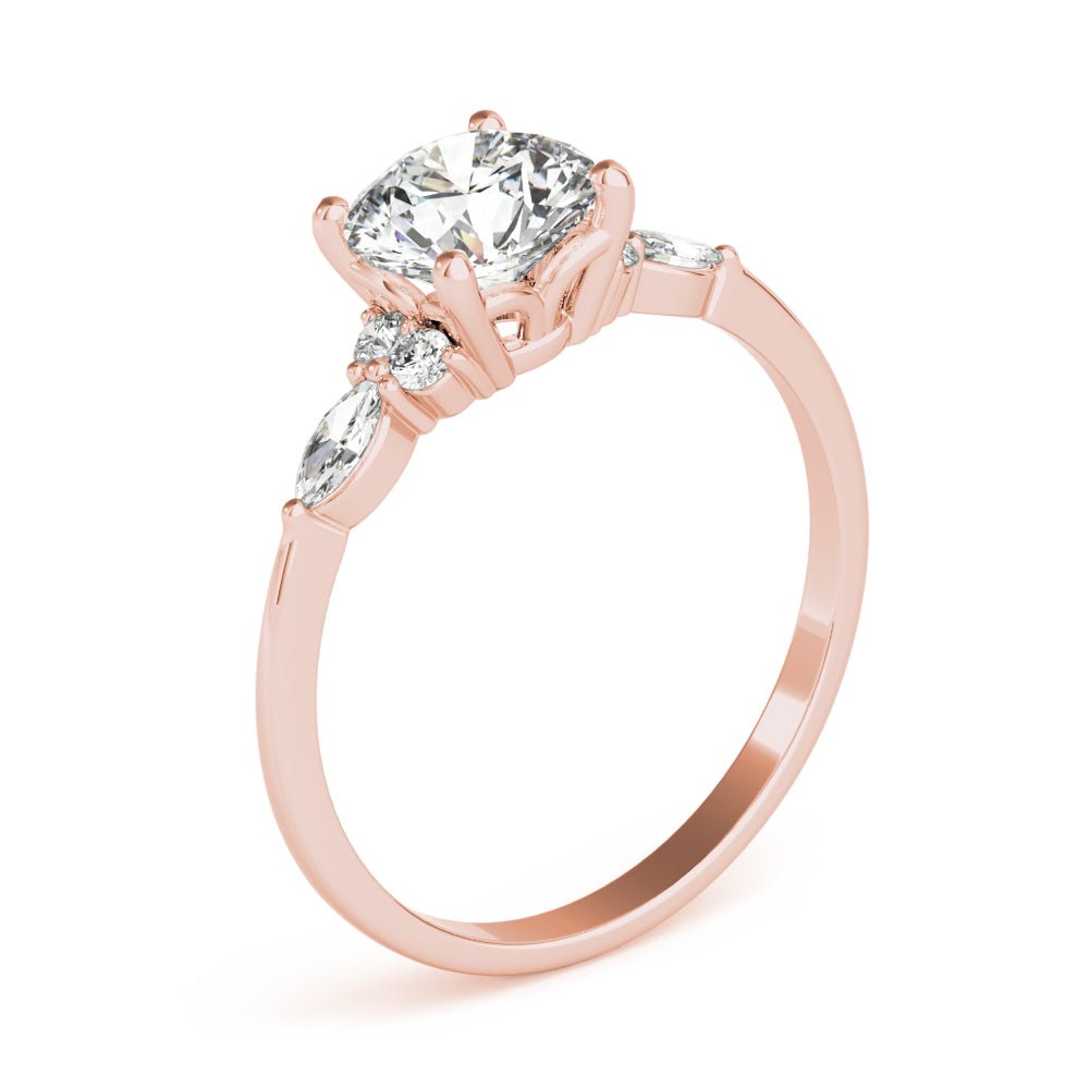 LUX-85134 Round Brilliant Cut With Side Marquise And Round Diamonds Engagment Ring Luxury Diamonds