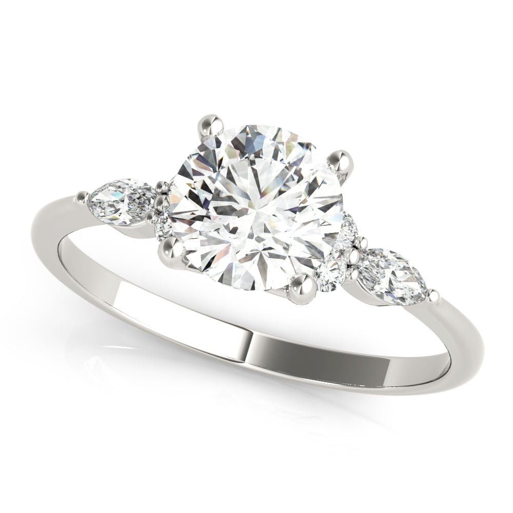 LUX-85134 Round Brilliant Cut With Side Marquise And Round Diamonds Engagment Ring Luxury Diamonds