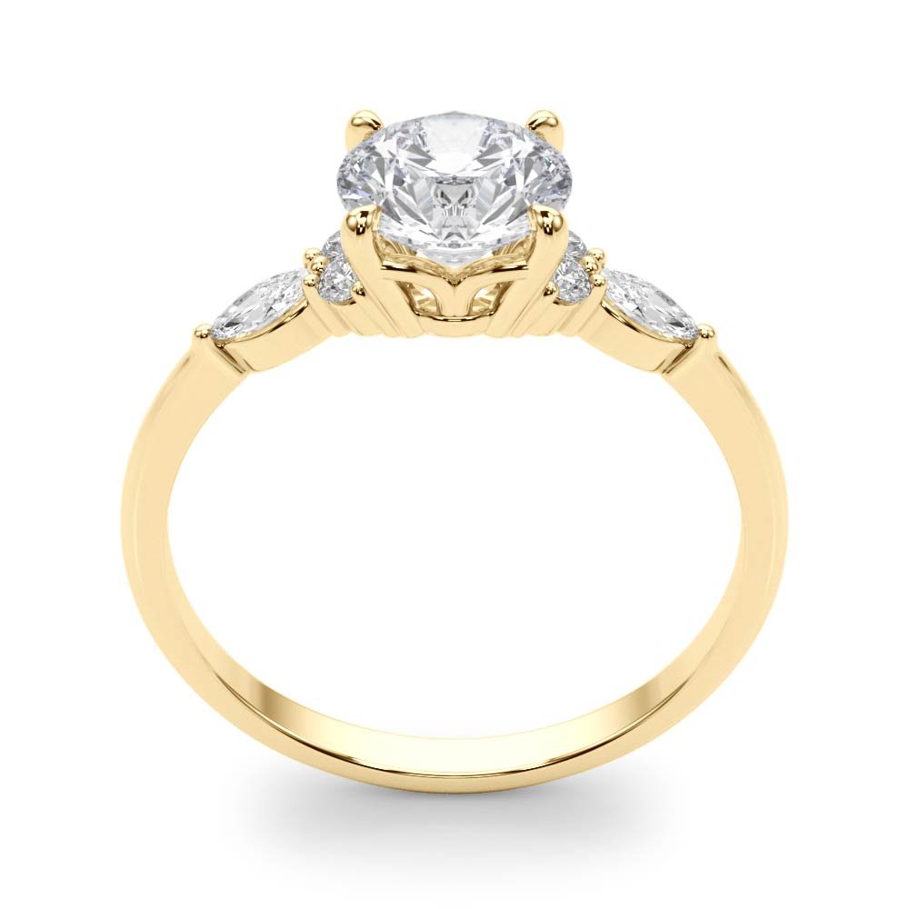 LUX-85134 Round Brilliant Cut With Side Marquise And Round Diamonds Engagment Ring Luxury Diamonds