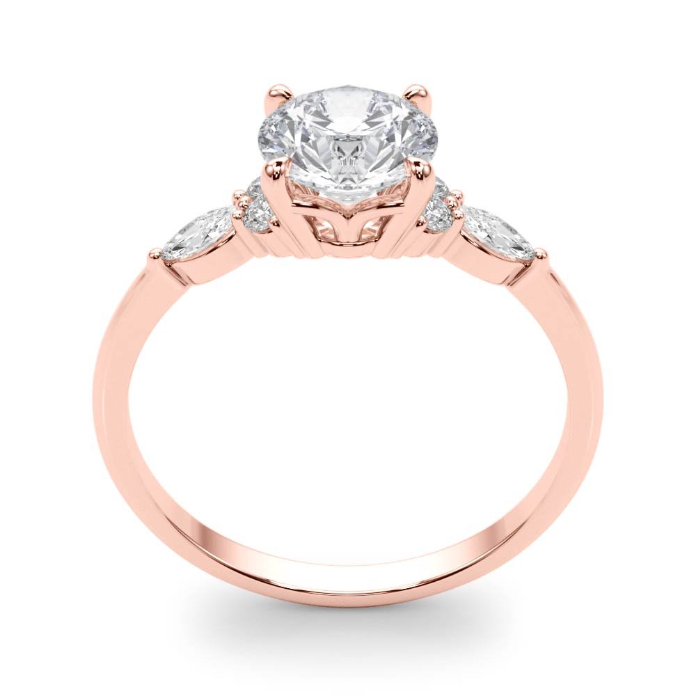 LUX-85134 Round Brilliant Cut With Side Marquise And Round Diamonds Engagment Ring Luxury Diamonds