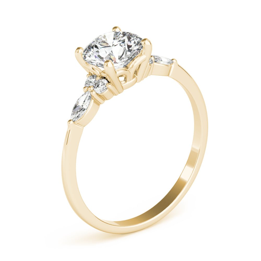 LUX-85134 Round Brilliant Cut With Side Marquise And Round Diamonds Engagment Ring Luxury Diamonds