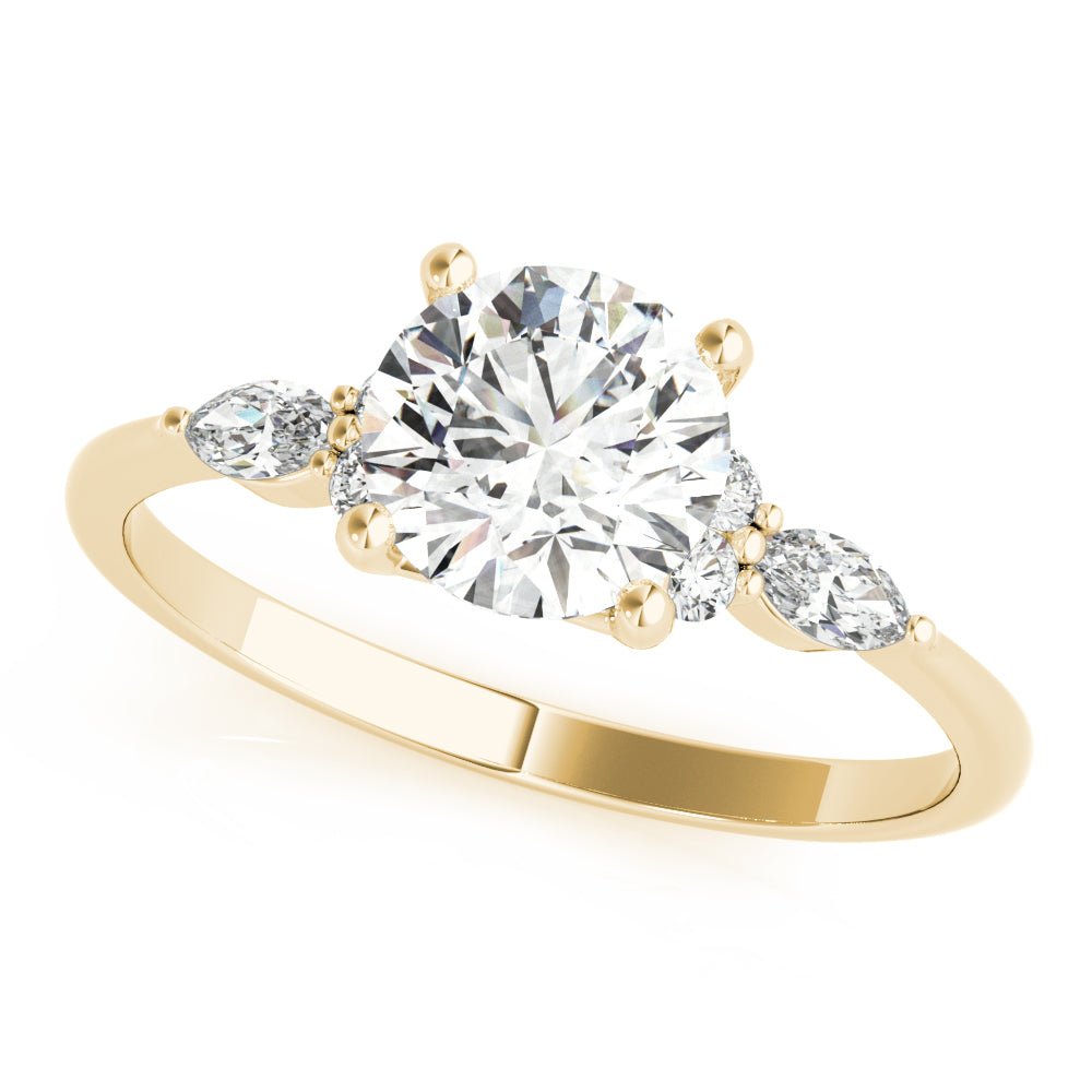 LUX-85134 Round Brilliant Cut With Side Marquise And Round Diamonds Engagment Ring Luxury Diamonds