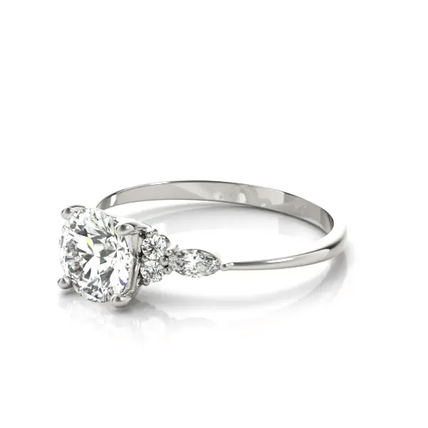 LUX-85134 Round Brilliant Cut With Side Marquise And Round Diamonds Engagment Ring Luxury Diamonds