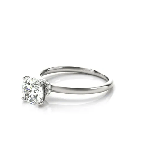 LUX-85135-1 Four Prong Classic Solitaire With Diamond Collar