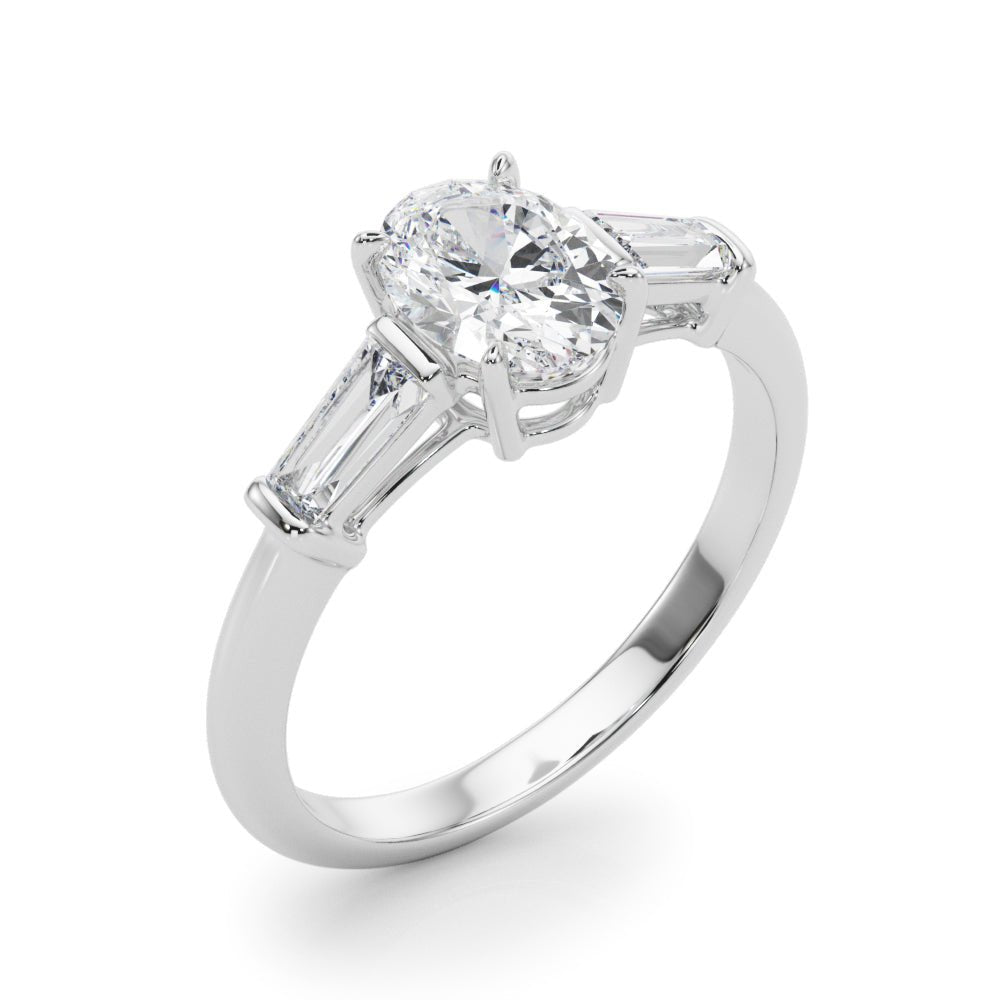 LUX-85329 Oval Cut Three Stone Engagement Ring With Tapered Baguettes Luxury Diamonds