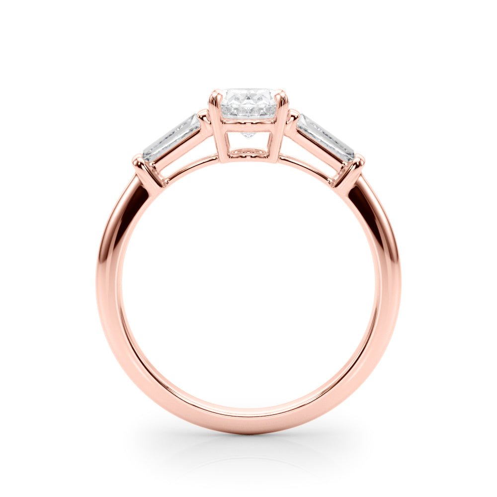LUX-85329 Oval Cut Three Stone Engagement Ring With Tapered Baguettes Luxury Diamonds