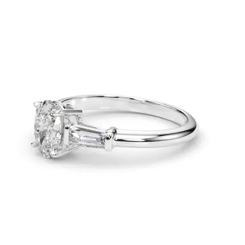 LUX-85329 Oval Cut Three Stone Engagement Ring With Tapered Baguettes Luxury Diamonds
