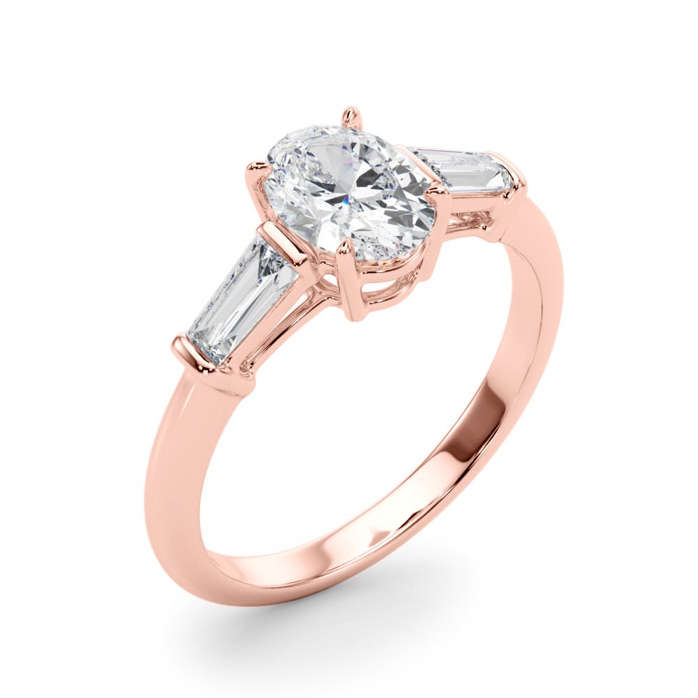 LUX-85329 Oval Cut Three Stone Engagement Ring With Tapered Baguettes Luxury Diamonds
