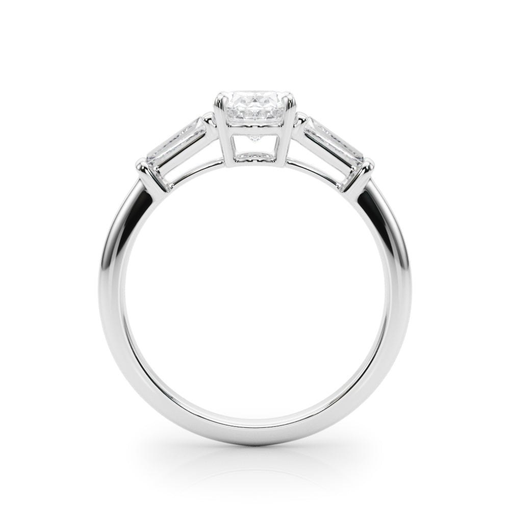 LUX-85329 Oval Cut Three Stone Engagement Ring With Tapered Baguettes Luxury Diamonds