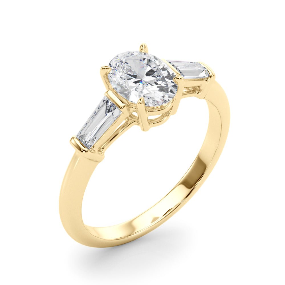 LUX-85329 Oval Cut Three Stone Engagement Ring With Tapered Baguettes Luxury Diamonds
