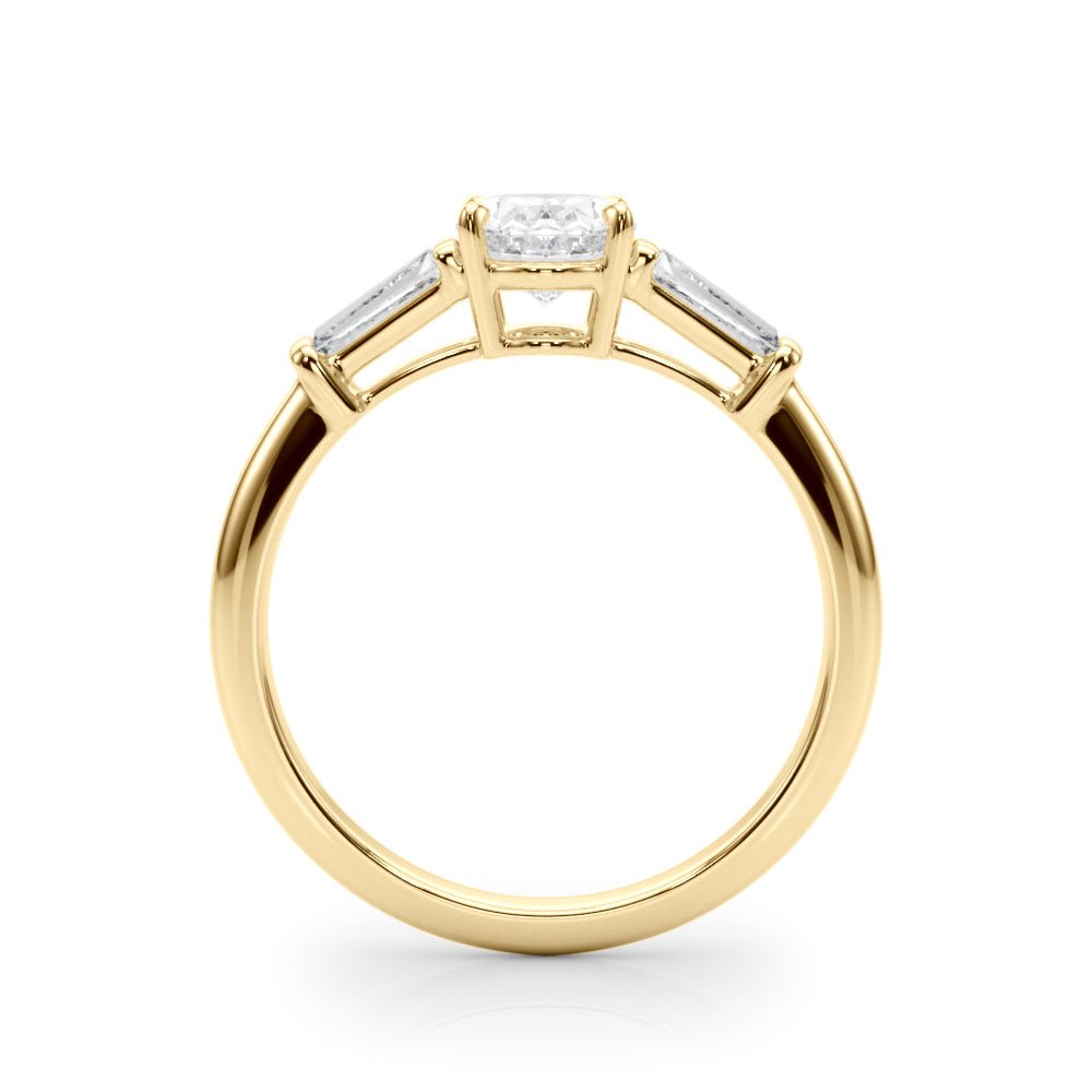 LUX-85329 Oval Cut Three Stone Engagement Ring With Tapered Baguettes Luxury Diamonds