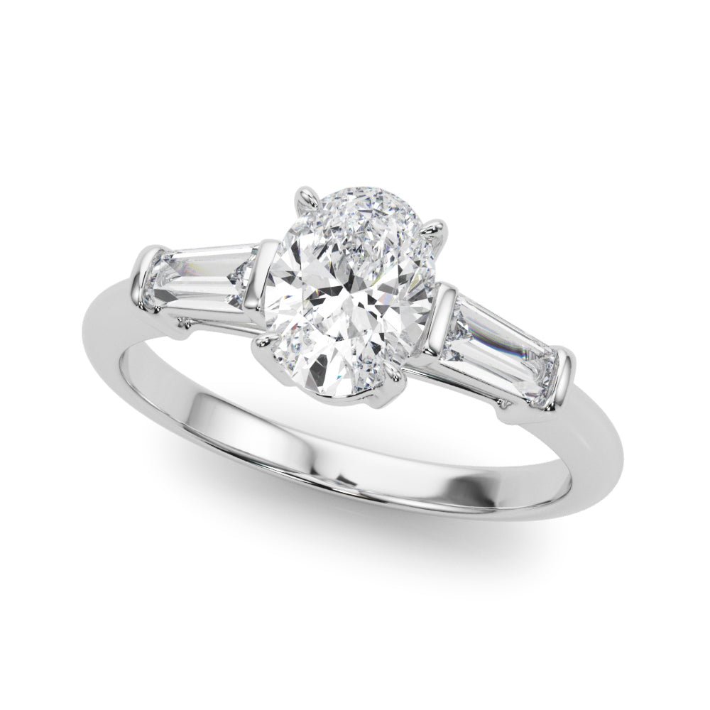 LUX-85329 Oval Cut Three Stone Engagement Ring With Tapered Baguettes Luxury Diamonds