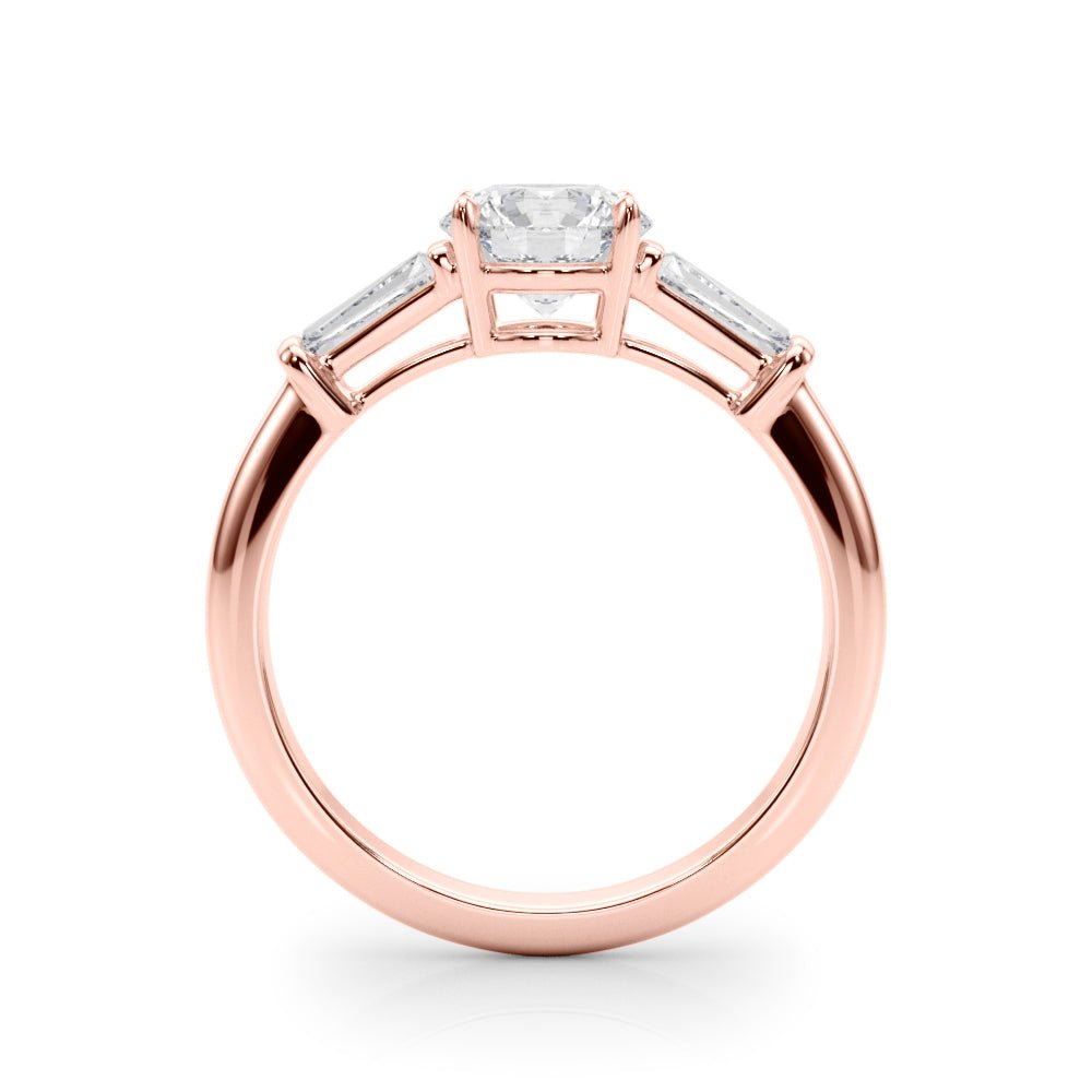 LUX-85330 Round Cut Three Stone Engagement Ring With Tapered Baguettes Luxury Diamonds