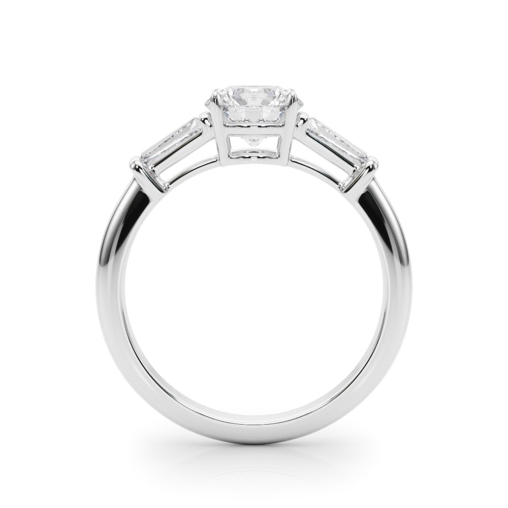 LUX-85330 Round Cut Three Stone Engagement Ring With Tapered Baguettes Luxury Diamonds
