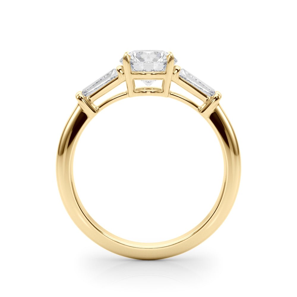 LUX-85330 Round Cut Three Stone Engagement Ring With Tapered Baguettes Luxury Diamonds